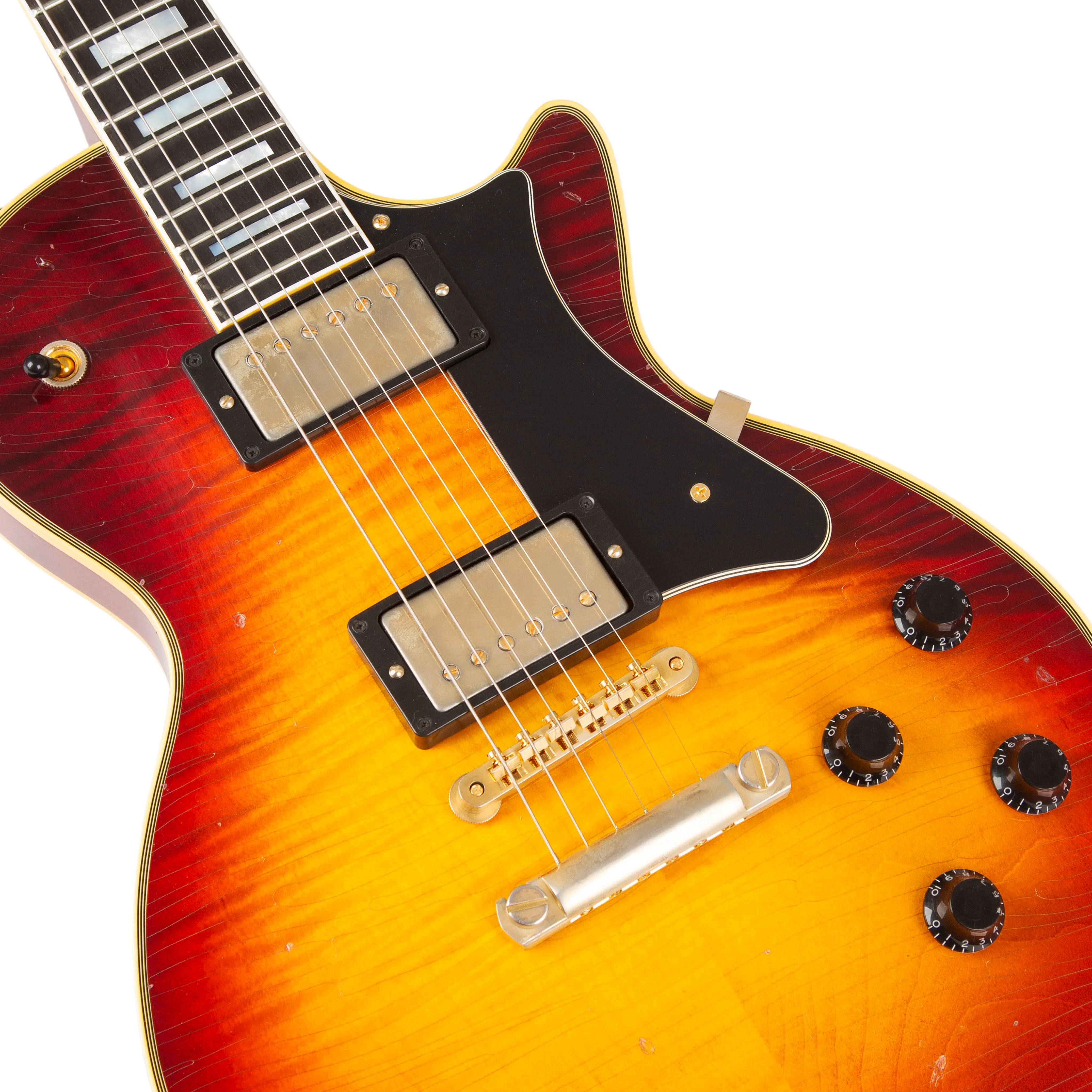 Custom Shop Core Collection H-157 Maple Top Electric Guitar with Case, Dark Cherry Sunburst, Artisan Aged - Image 3